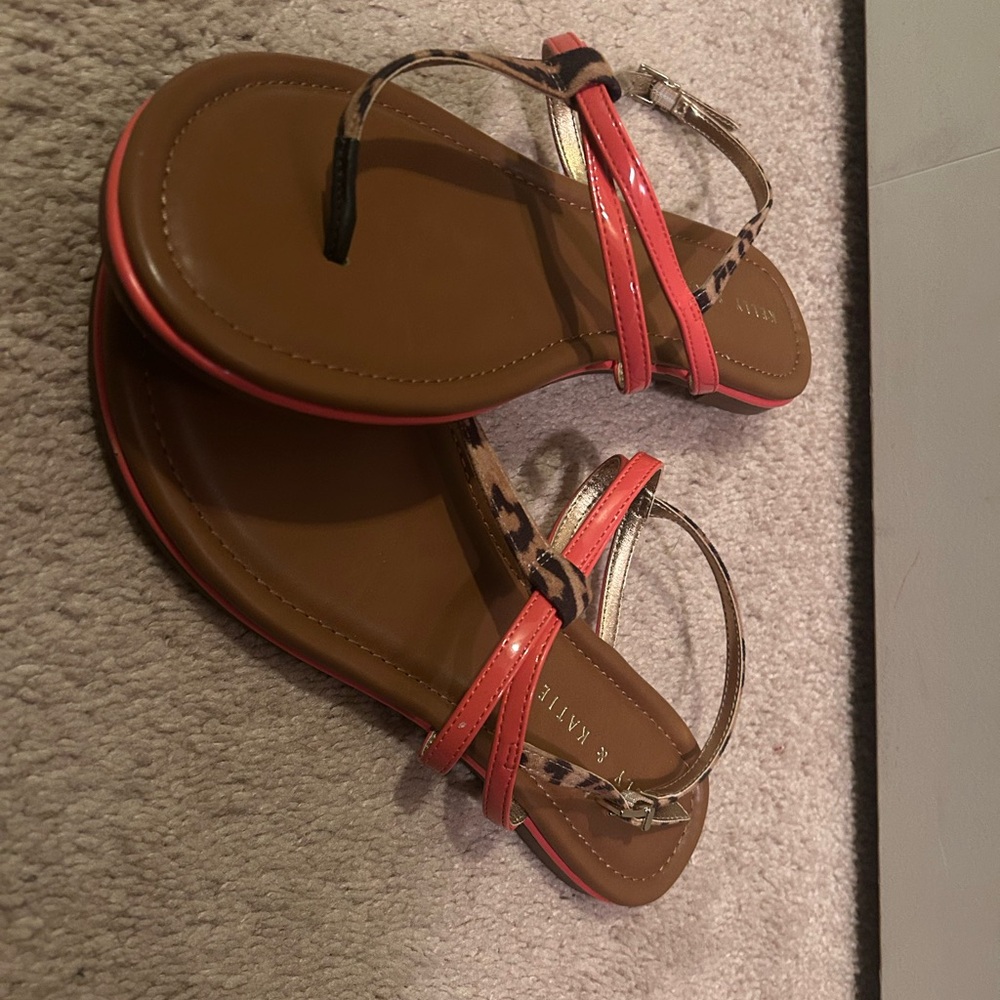 Kelly & Katie Pink and Brown Sandals with Elegant Straps